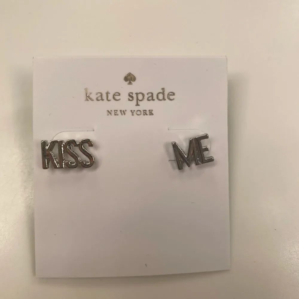 Kate Spade Silver “Kiss Me” Studs - Picture 2 of 4